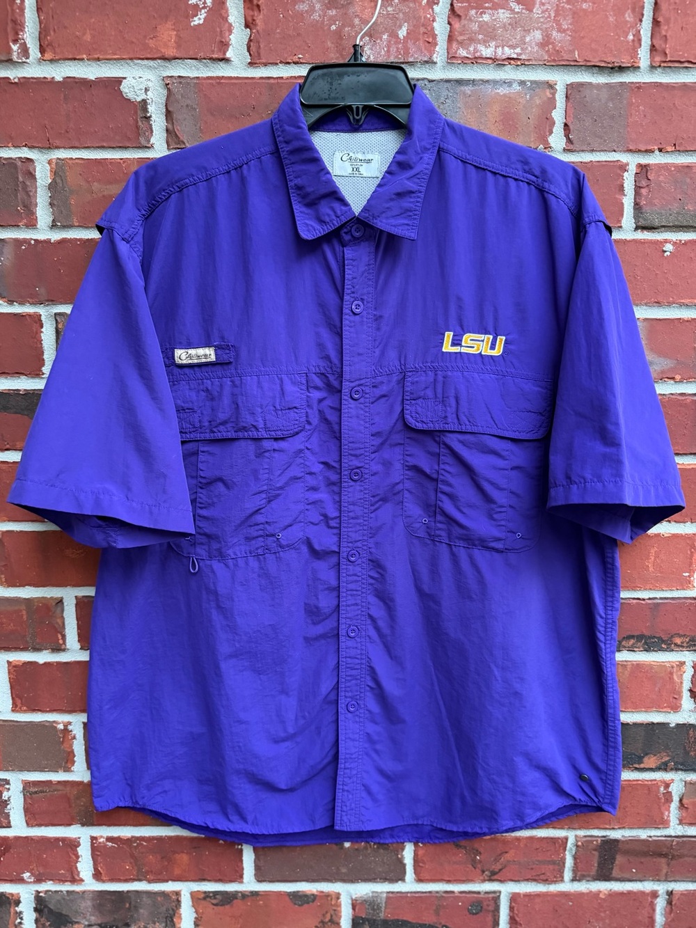 Chiliwear LSU Tigers Men’s XXL Purple Nylon Short Sleeve Vented Fishing Shirt P5
